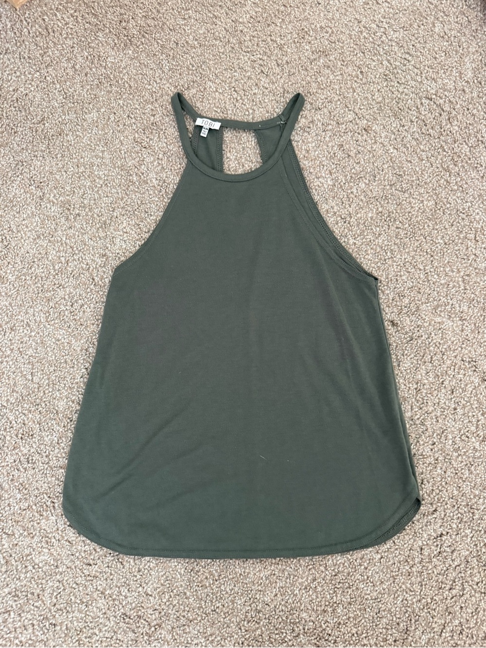 Tobi Olive High Neck Racerback Tank